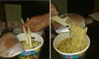 没叉子阻挡不了我吃泡面