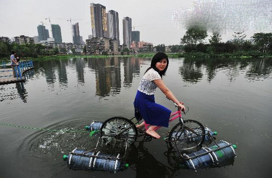 水陆两用自行车，你见过吗