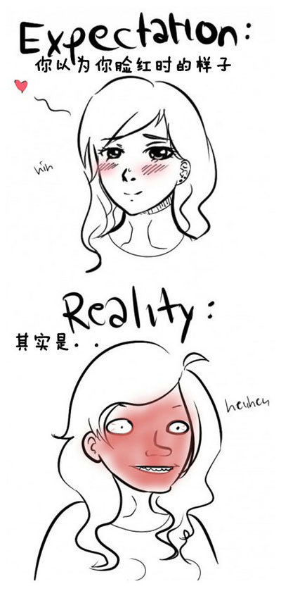 女孩子脸红的时候，是真的很红